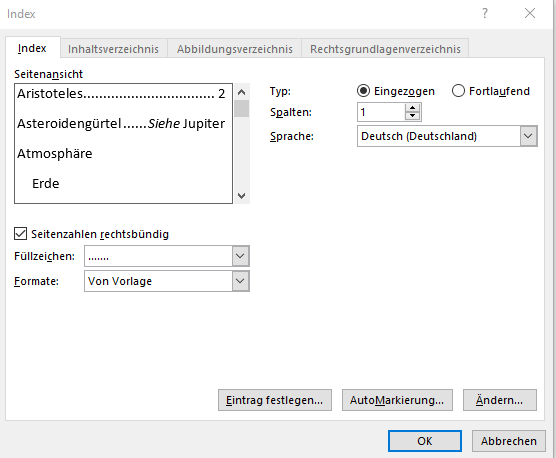 Abkürzungsverzeichnis Anweisungen - Schritt 6