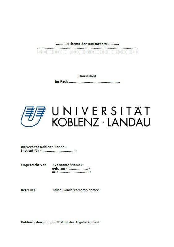 Koblenz Hausarbeit Deckblatt Beispiele